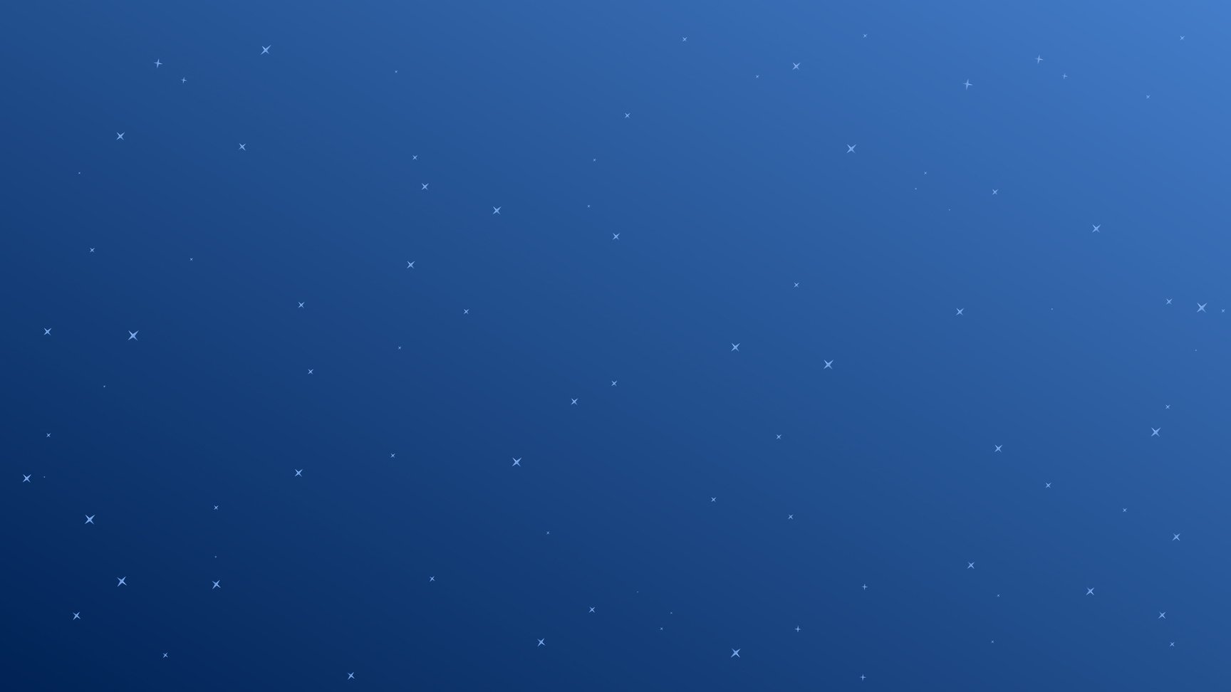 Blue gradient sky with white stars.